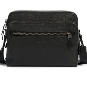 Coach West Crossbody Camera Bag in Black Pebbled Leather